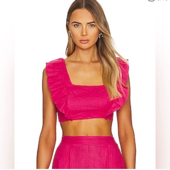 Peixoto Fuchsia Ruffle Crop Top - Picture 1 of 6